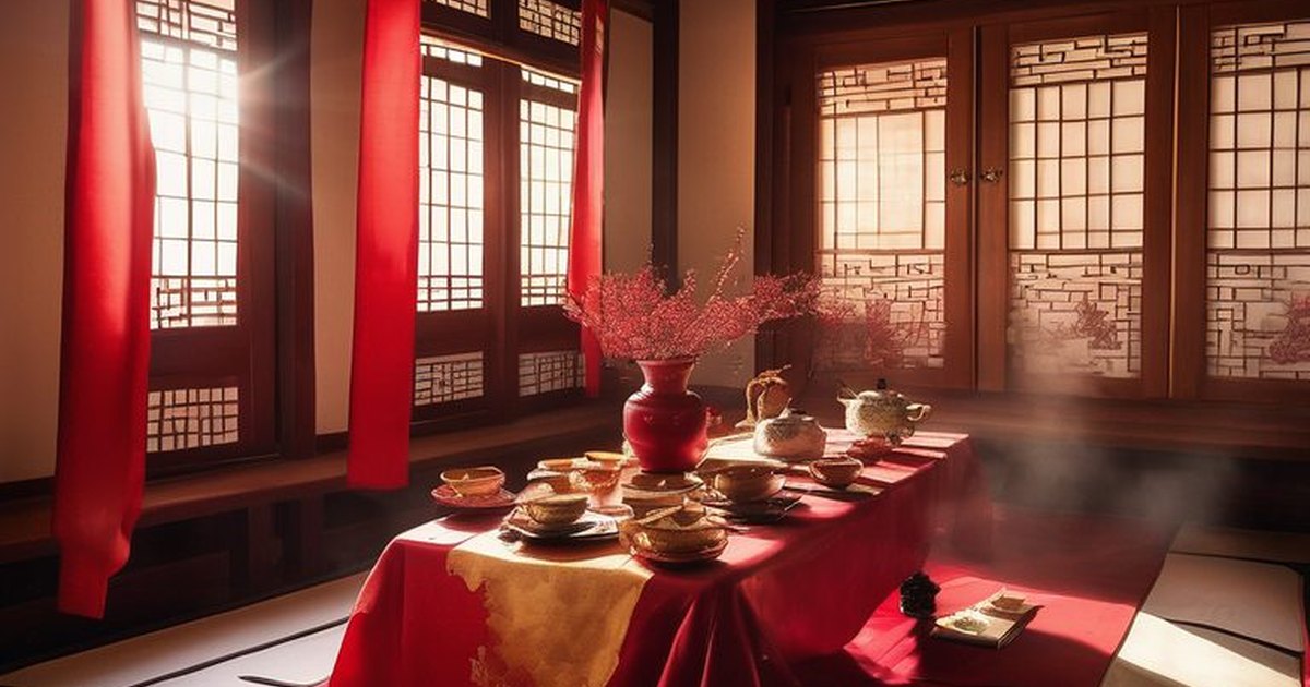 비단 상단의 붉은 차(茶)